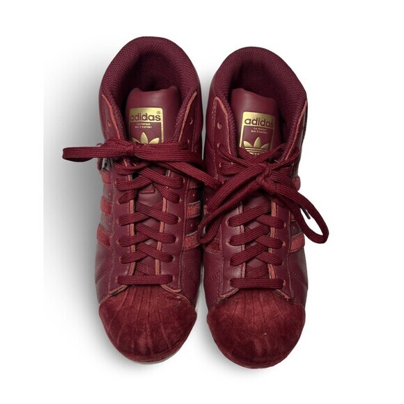adidas Other - Youth Size 4 Burgundy High Top Adidas Superstar Suede